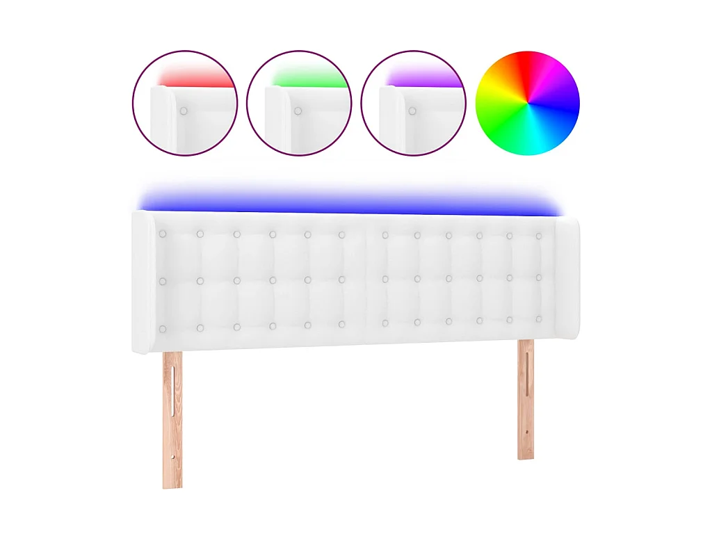 Tête de lit à LED Blanc 147x16x78/88 cm Similicuir POI51675 BonneVie Meuble