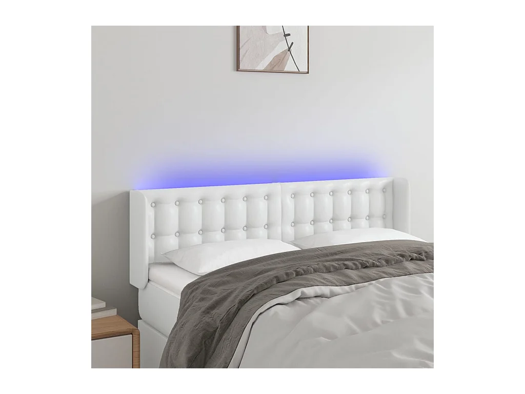 LED Kopfteil,Bettkopfteil Weiß 147x16x78/88 cm Kunstleder -gkd681989