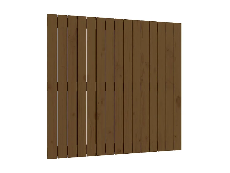 Cabecero cama pared madera maciza pino marrón miel 95,5x3x90 cm ES70023