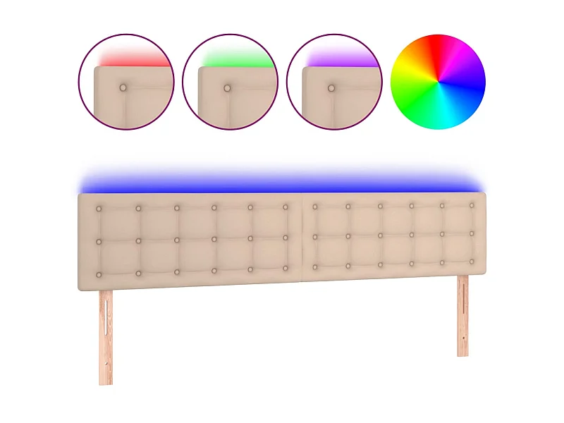 Hoofdbord LED 160x5x78/88 cm kunstleer cappuccinokleurig NL988105