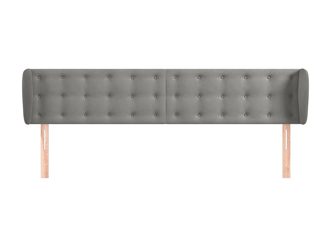 Testiera | Testata del letto ad Orecchio Grigio Chiaro 203x23x78/88 cm in Velluto