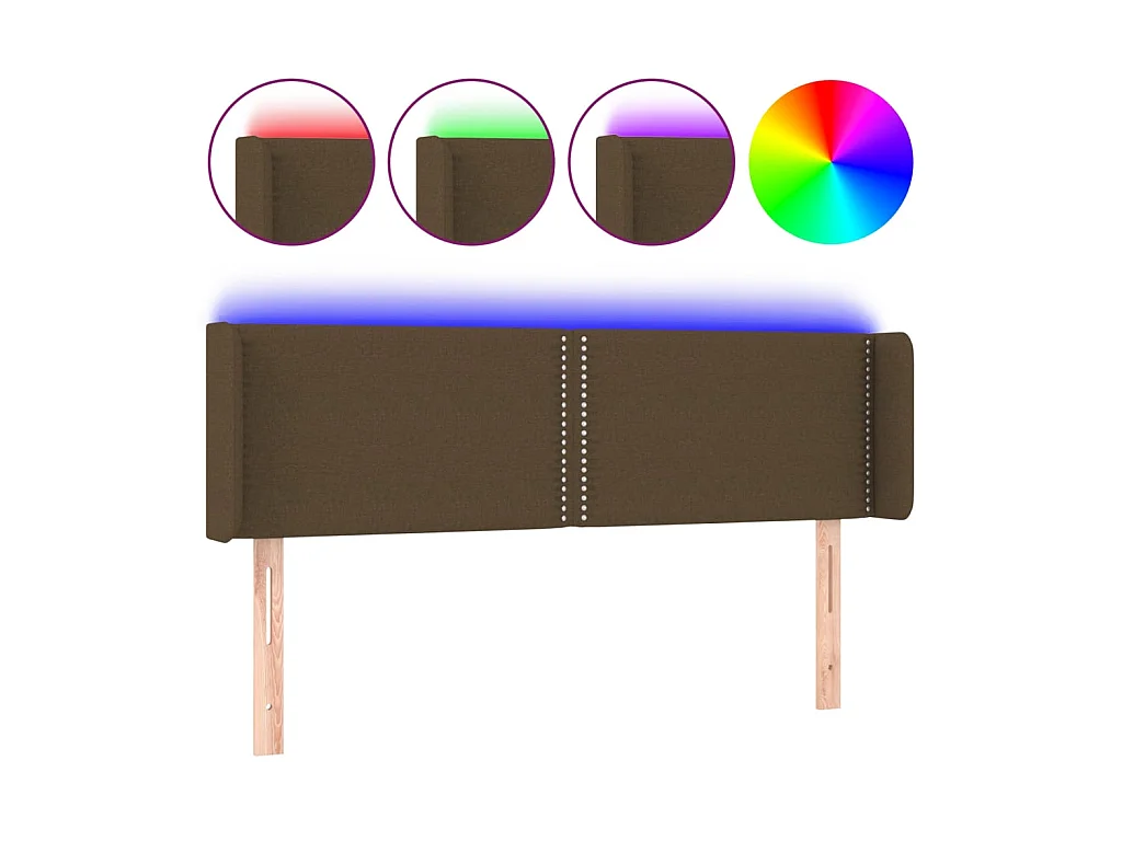 Testiera | Testata del letto a LED Marrone Scuro 147x16x78/88 cm in Tessuto