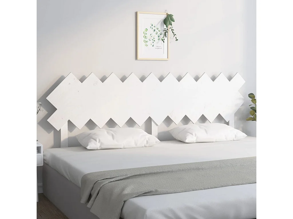 Tête de lit Blanc 196x3x80,5 cm Bois massif de pin POI56877 BonneVie Meuble