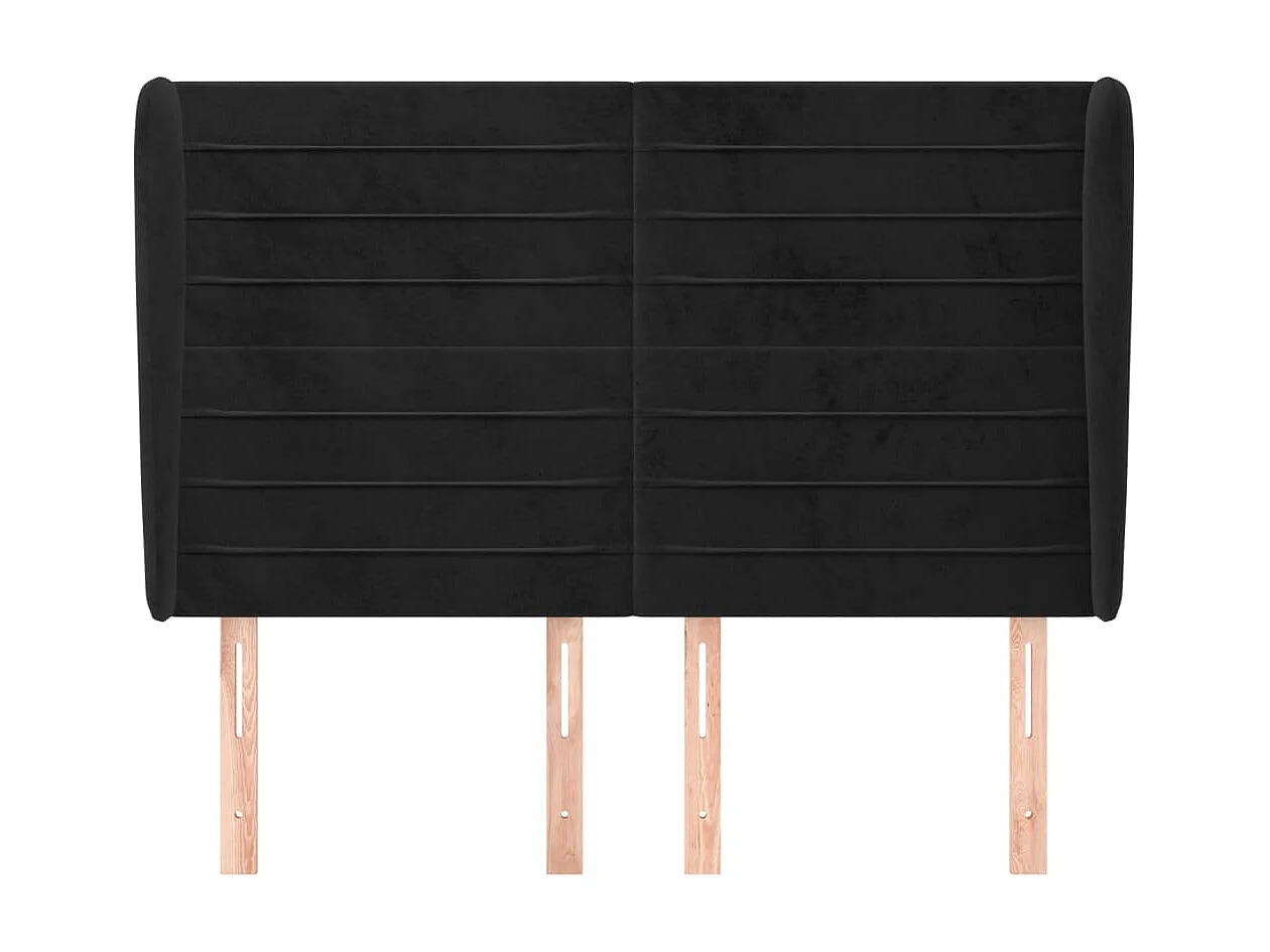 Tête de lit avec oreilles Noir 147x23x118/128 cm Velours POI37122 BonneVie Meuble