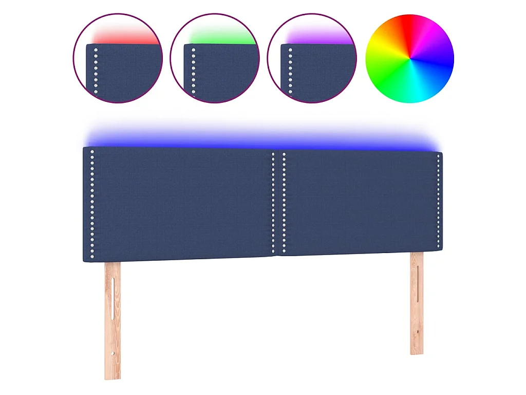 Cabecero con LED de tela azul 144x5x78/88 cm ES51164