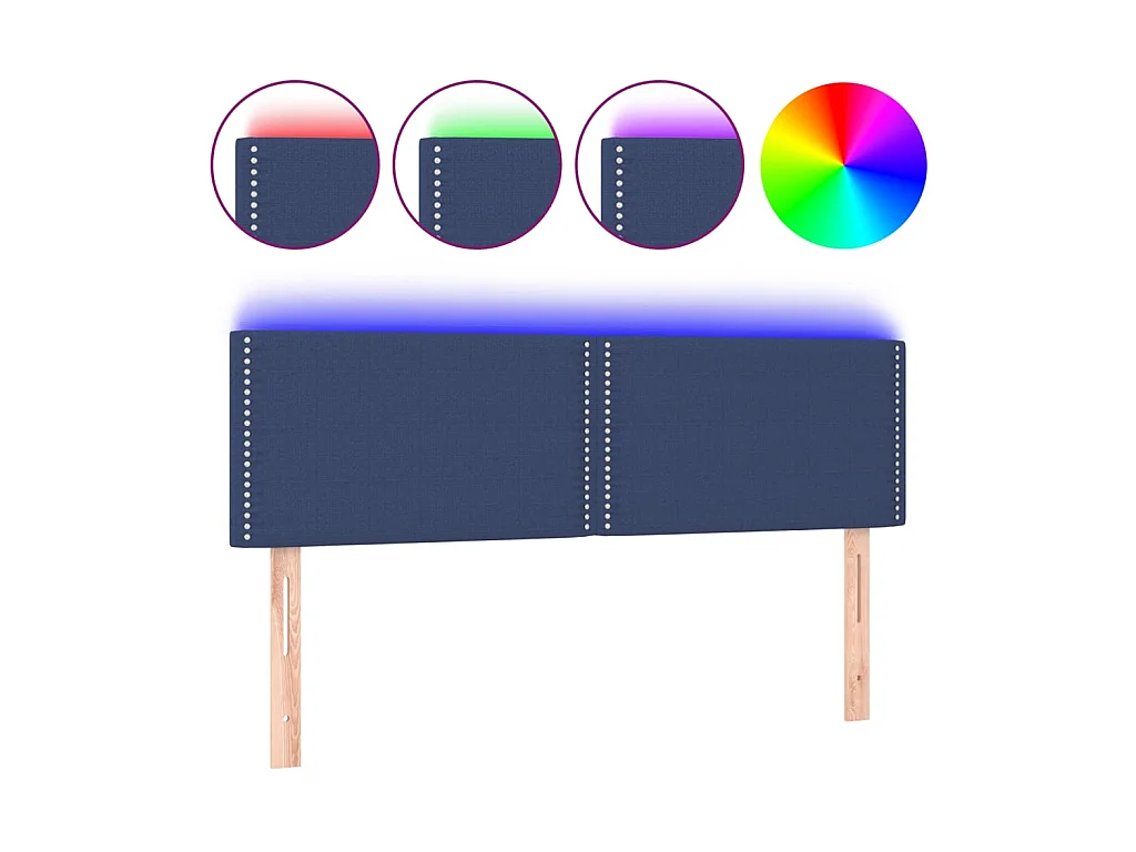 Tête de lit à LED Bleu 144x5x78/88 cm Tissu POI88486 BonneVie Meuble