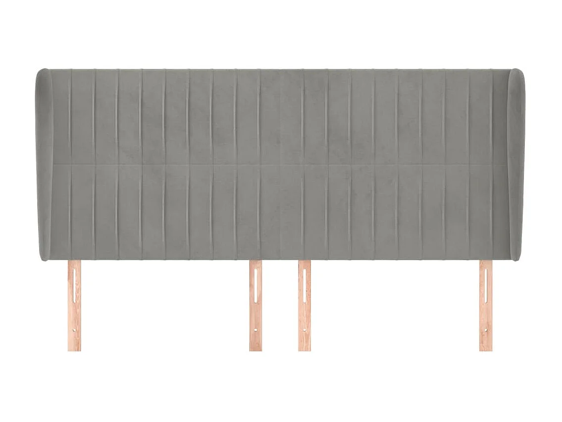 Tête de lit avec oreilles Gris clair 183x23x118/128 cm Velours POI42179 BonneVie Meuble