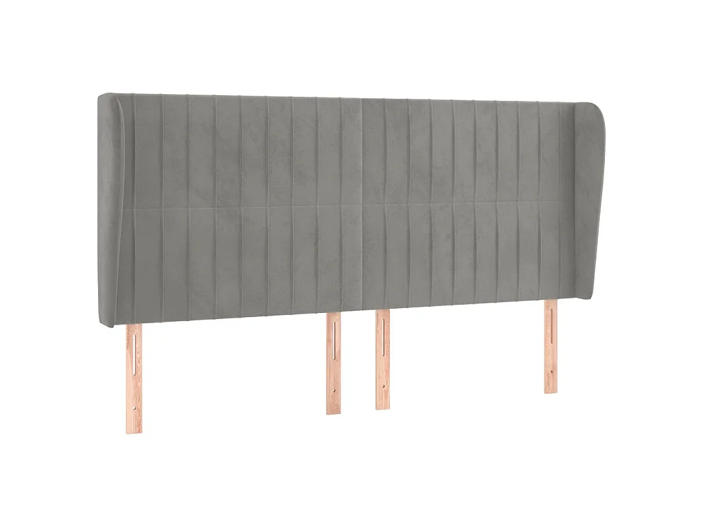 Tête de lit avec oreilles Gris clair 183x23x118/128 cm Velours POI42179 BonneVie Meuble