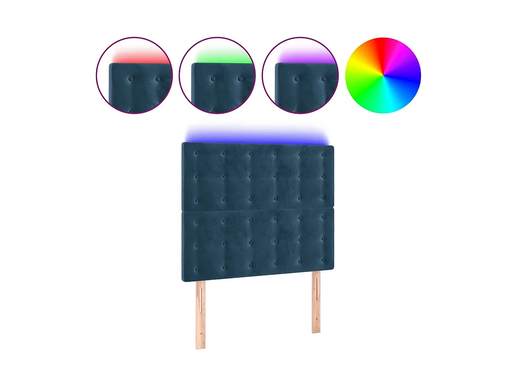 Tête de lit à LED Bleu foncé 80x5x118/128 cm Velours POI38800 BonneVie Meuble