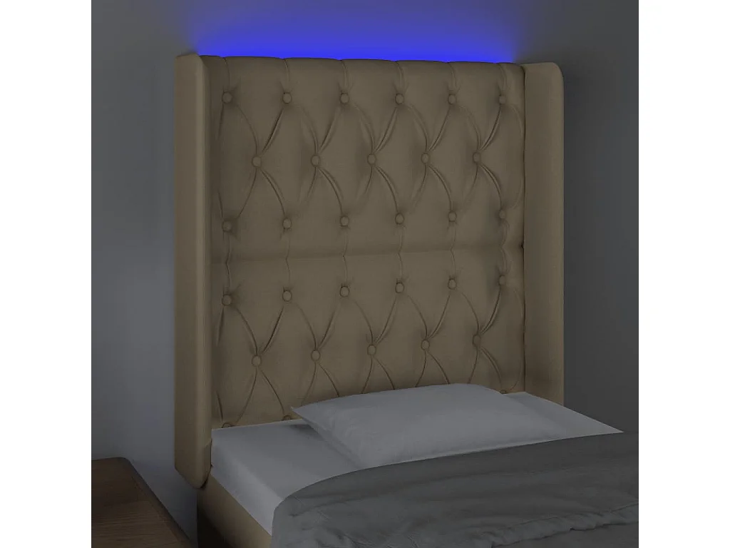 Testiera a LED Crema 83x16x118/128 cm in Tessuto CFW596116