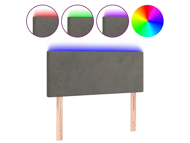 Tête de lit à LED Gris foncé 90x5x78,88 cm Velours LWE14154 BonneVie Meuble