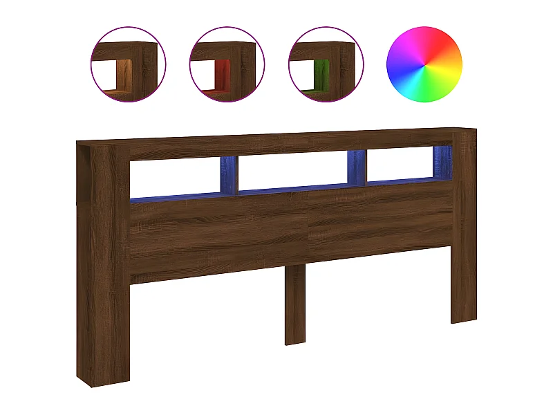 Testiera | Testata del letto LED Rovere Marrone 220x18,5x103,5 cm Legno Multistrato