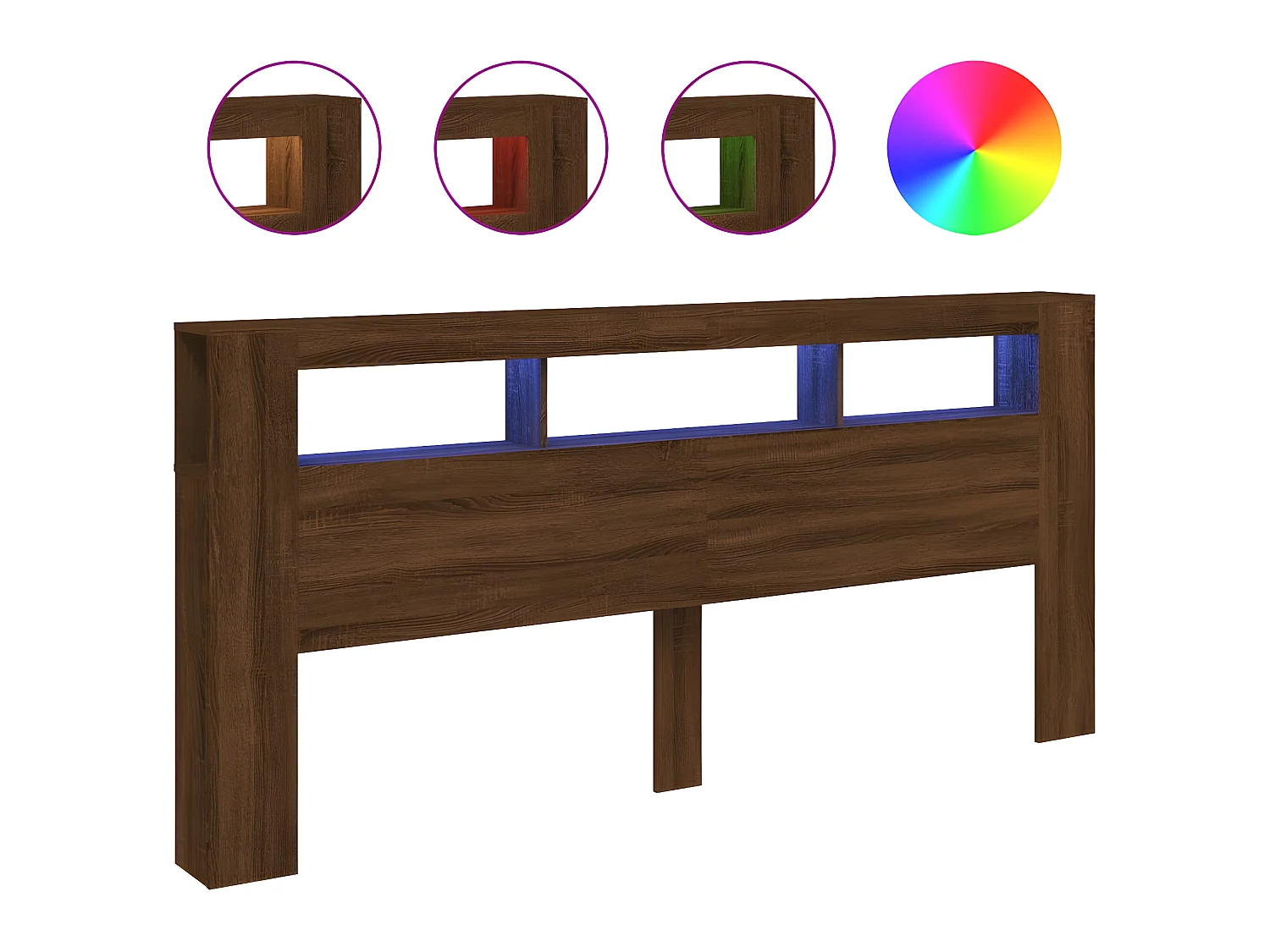 Testiera | Testata del letto LED Rovere Marrone 220x18,5x103,5 cm Legno Multistrato