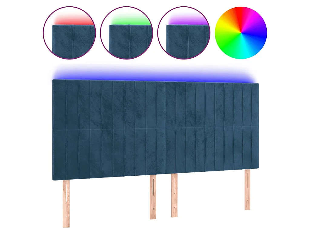 Tête de lit à LED Bleu foncé 200x5x118/128 cm Velours POI79009 BonneVie Meuble