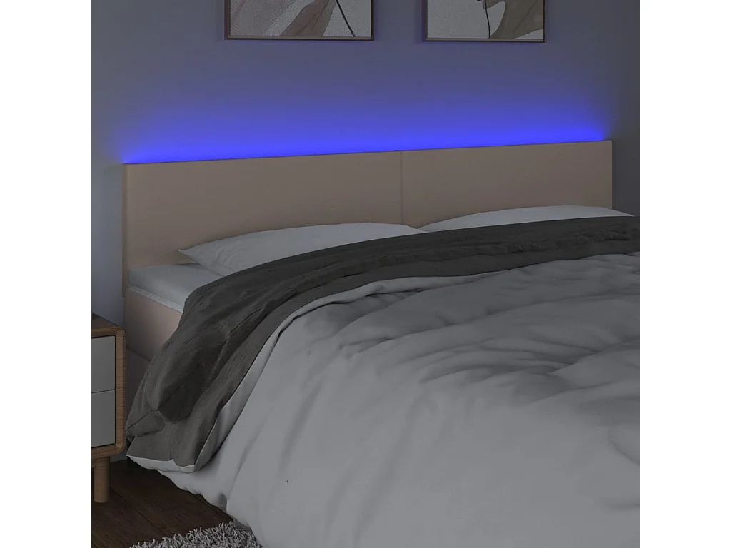 LED Kopfteil,Bettkopfteil Cappuccino-Braun 160x5x78/88 cm Kunstleder -gkd464306