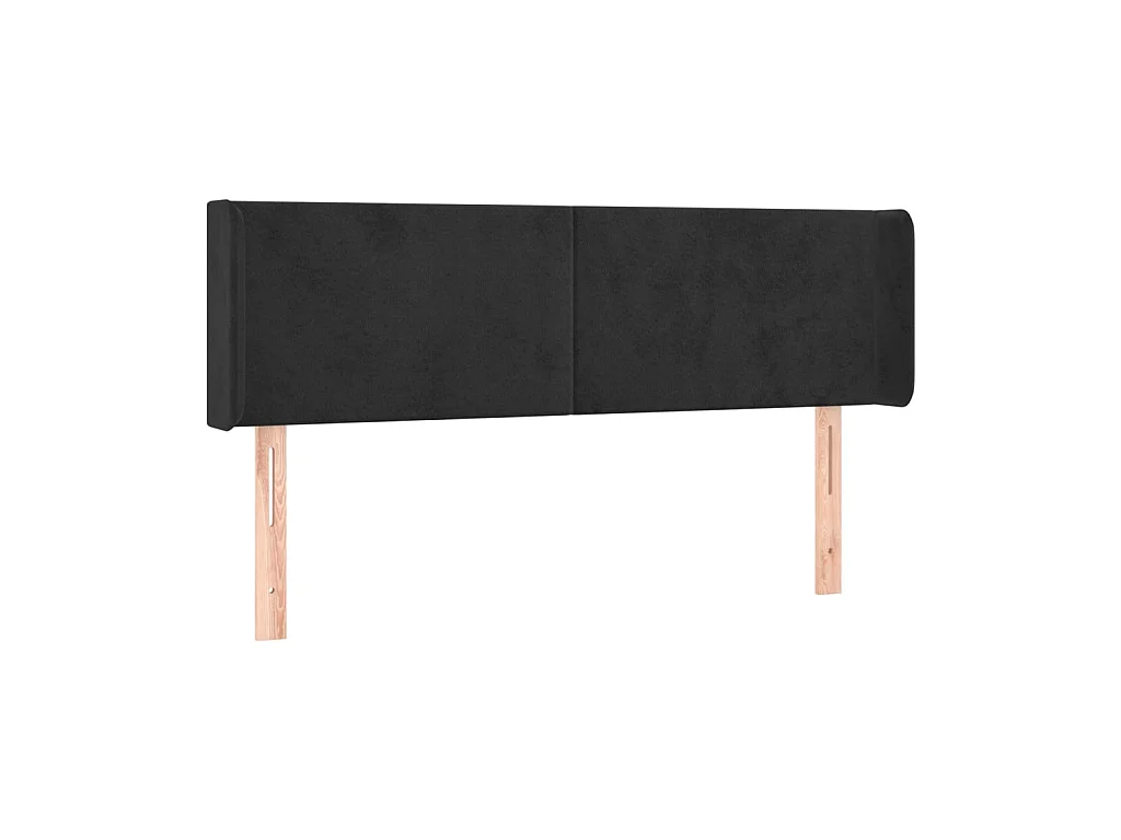 Tête de lit avec oreilles Noir 147x16x78/88 cm Velours POI38270 BonneVie Meuble