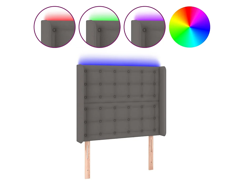 LED Kopfteil,Bettkopfteil Grau 93x16x118/128 cm Kunstleder -gkd80394