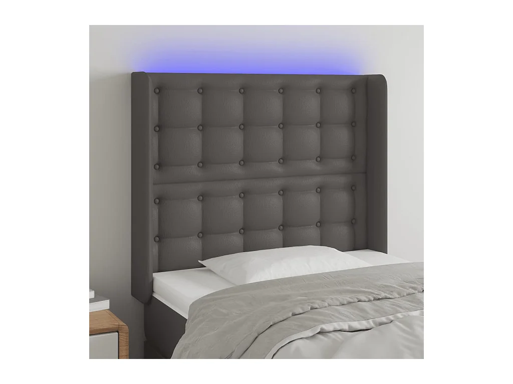 LED Kopfteil,Bettkopfteil Grau 93x16x118/128 cm Kunstleder -gkd80394