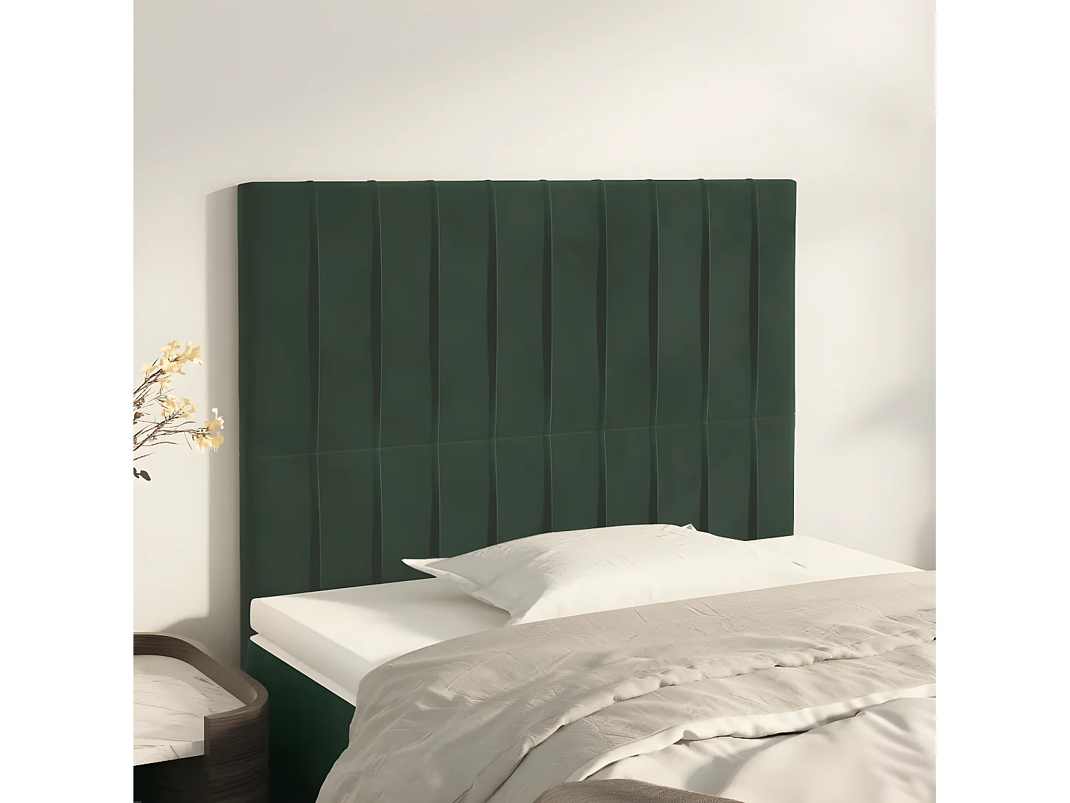 2 Pz Testiera Verde scuro 90x5x78/88 cm in Velluto CFW168636