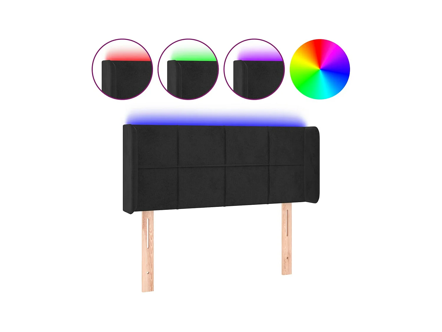 Tête de lit à LED Noir 103x16x78/88 cm Velours POI73773 BonneVie Meuble