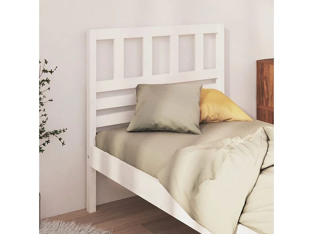 Tête de lit Blanc 81x4x100 cm Bois massif de pin POI89200 BonneVie Meuble