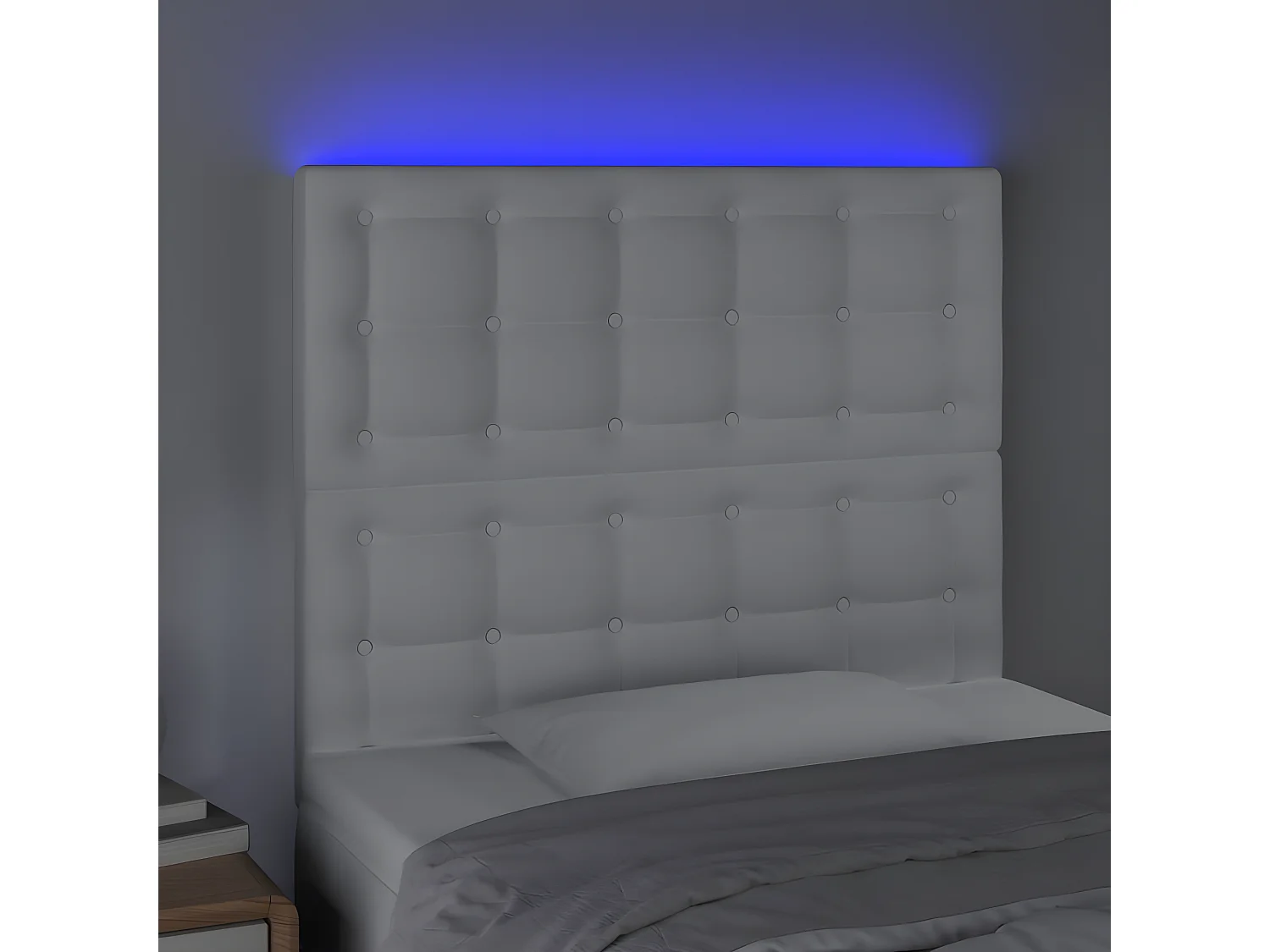 Tête de lit à LED Blanc 80x5x118/128 cm Similicuir POI12436 BonneVie Meuble