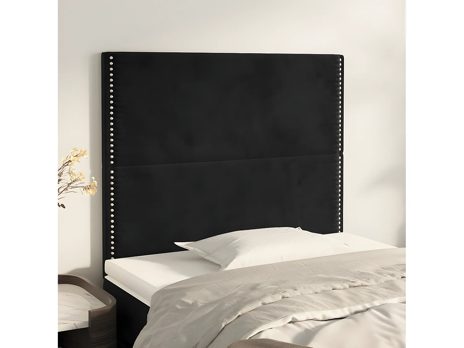 Têtes de lit 2 pcs Noir 90x5x78/88 cm Velours POI15277 BonneVie Meuble