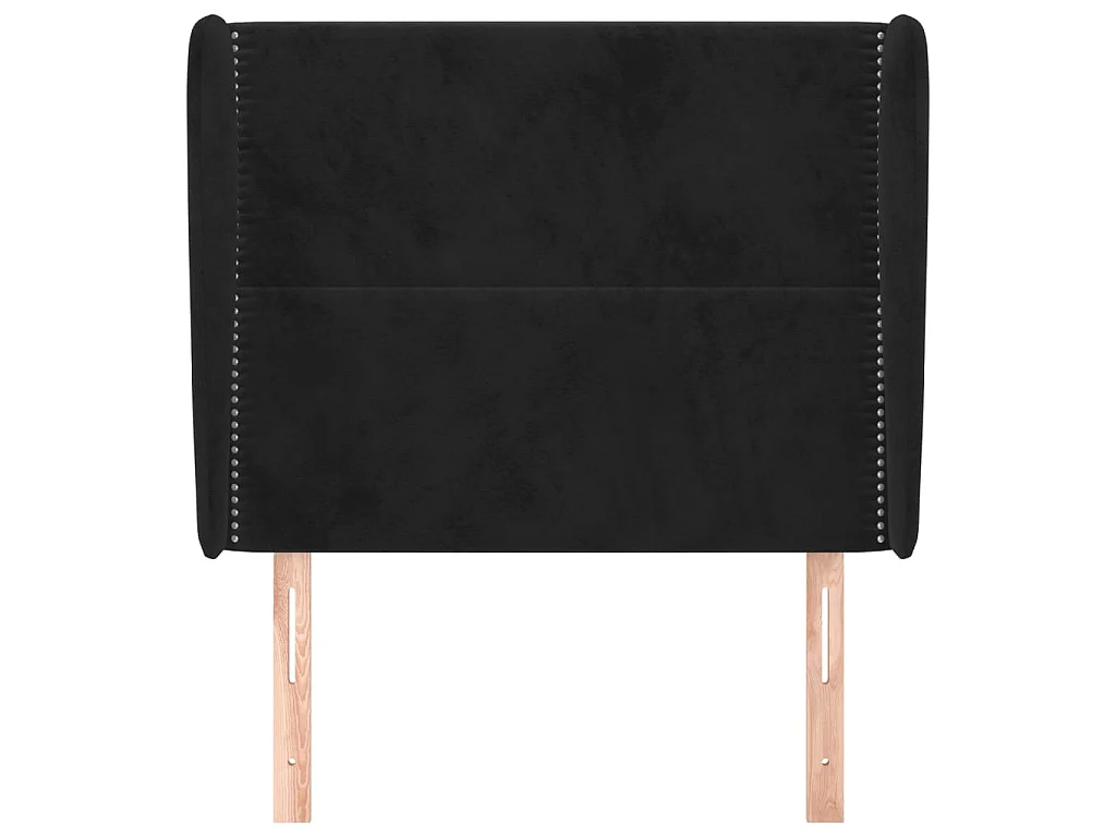 Cabeceira de cama c/ abas veludo 93x23x118/128 cm preto PT406446