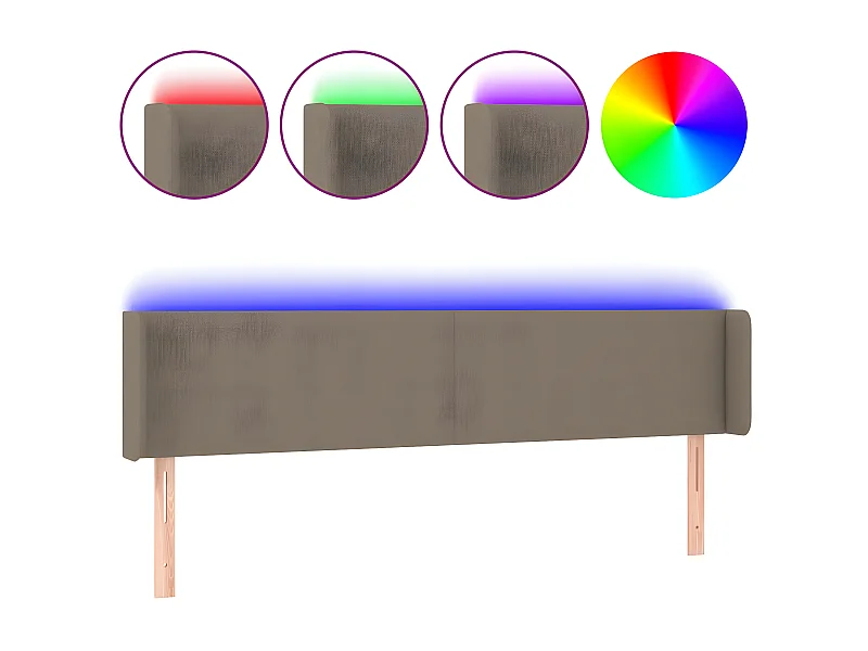 Tête de lit à LED Taupe 163x16x78/88 cm Tissu POI62267 BonneVie Meuble