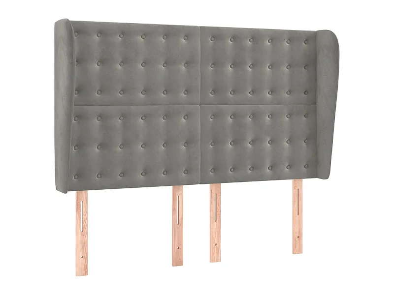 Tête de lit avec oreilles Gris clair 147x23x118/128 cm Velours POI34644 BonneVie Meuble