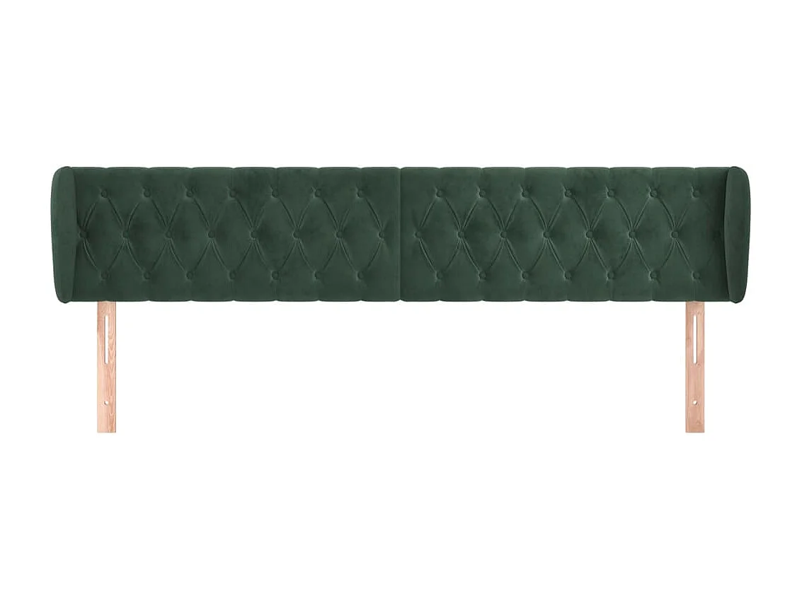 Cabeceira de cama c/ abas veludo 203x23x78/88cm verde-escuro PT468624