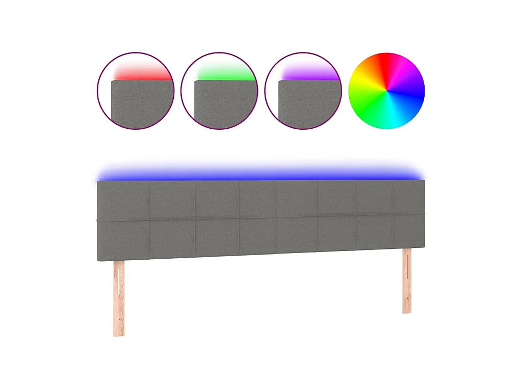 Testiera | Testata del letto a LED Grigio Scuro 180x5x78/88 cm in Tessuto