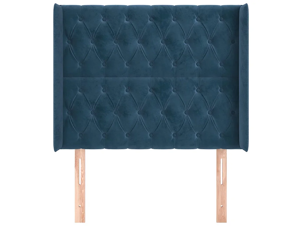 Tête de lit avec oreilles Bleu foncé 103x16x118/128 cm Velours POI63603 BonneVie Meuble
