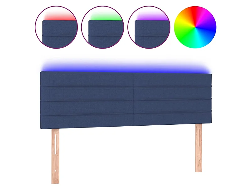 Cabecero con LED de tela azul 144x5x78/88 cm ES82527