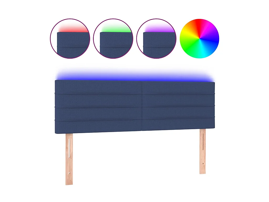 Testiera | Testata del letto a LED Blu 144x5x78/88 cm in Tessuto