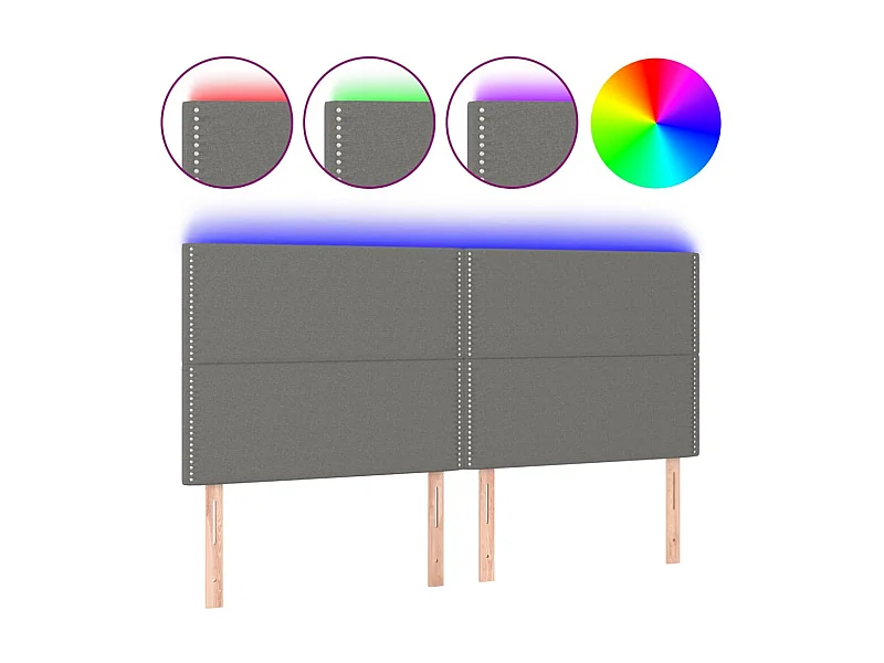 Testiera | Testata del letto a LED GrigioScuro 200x5x118/128cm in Tessuto