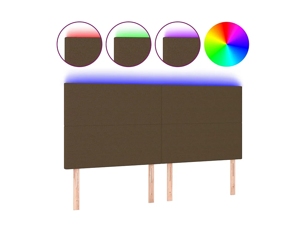 Tête de lit à LED Marron foncé 160x5x118/128 cm Tissu POI62015 BonneVie Meuble