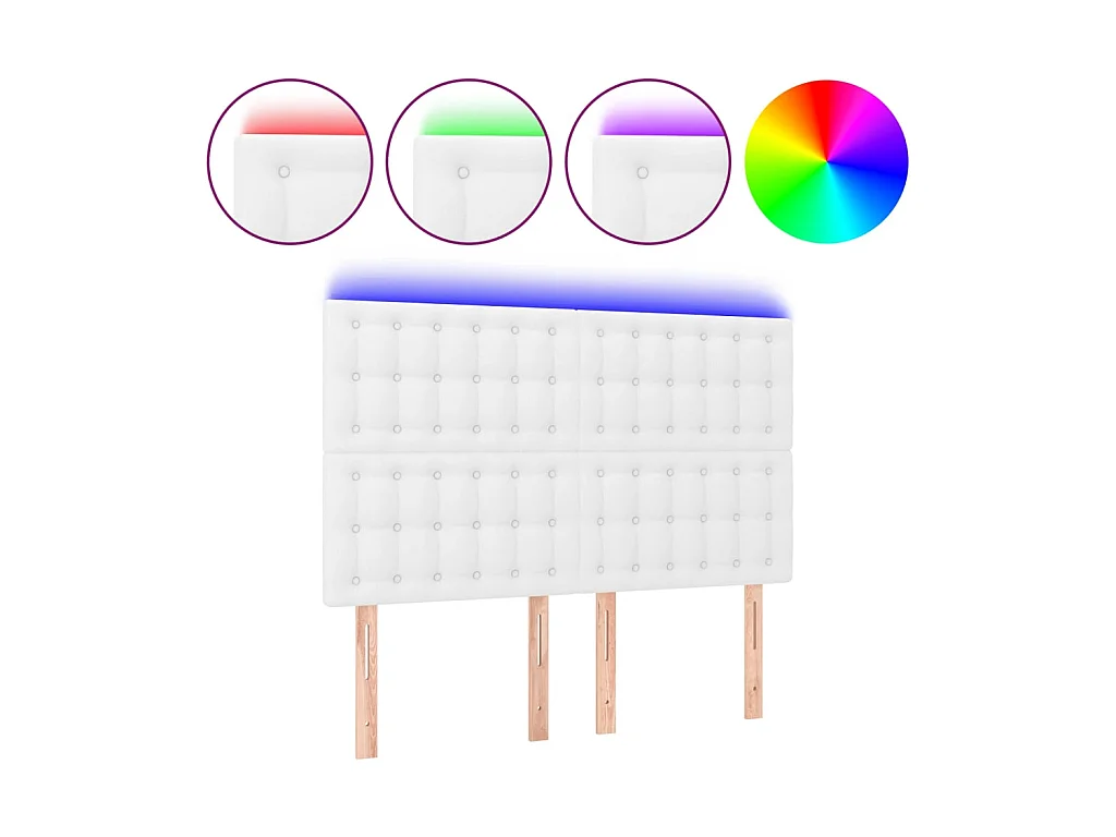 Tête de lit à LED Blanc 144x5x118/128 cm Similicuir POI64229 BonneVie Meuble
