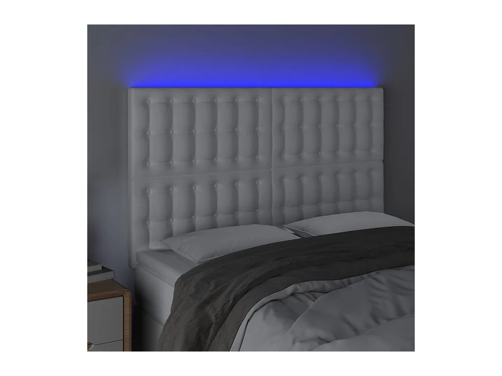 LED Kopfteil,Bettkopfteil Weiß 144x5x118/128 cm Kunstleder -gkd795840