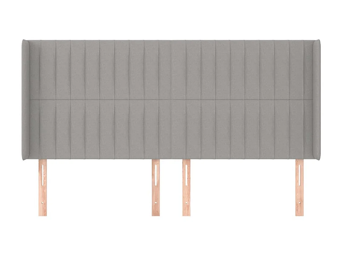 Tête de lit avec oreilles Gris clair 163x16x118/128 cm Tissu POI24122 BonneVie Meuble