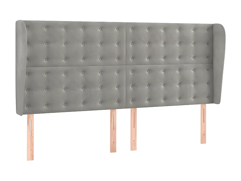 Tête de lit avec oreilles Gris clair 183x23x118,128 cm Velours LKC69049 BonneVie Meuble