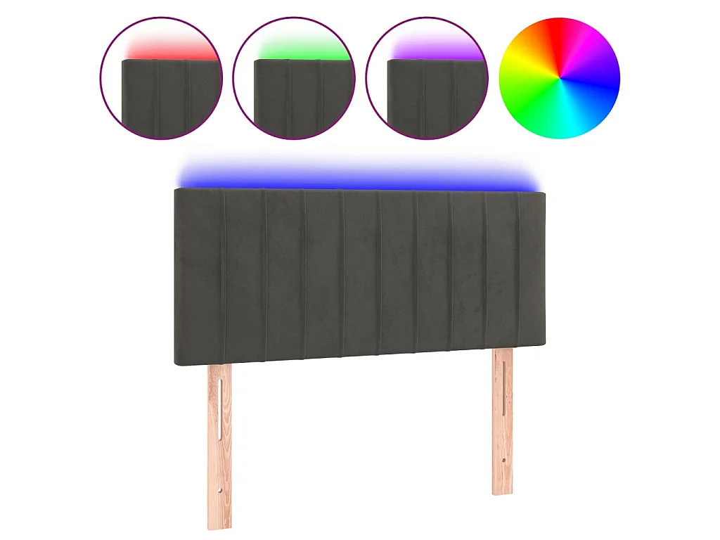 Tête de lit à LED Gris foncé 90x5x78/88 cm Velours POI78718 BonneVie Meuble