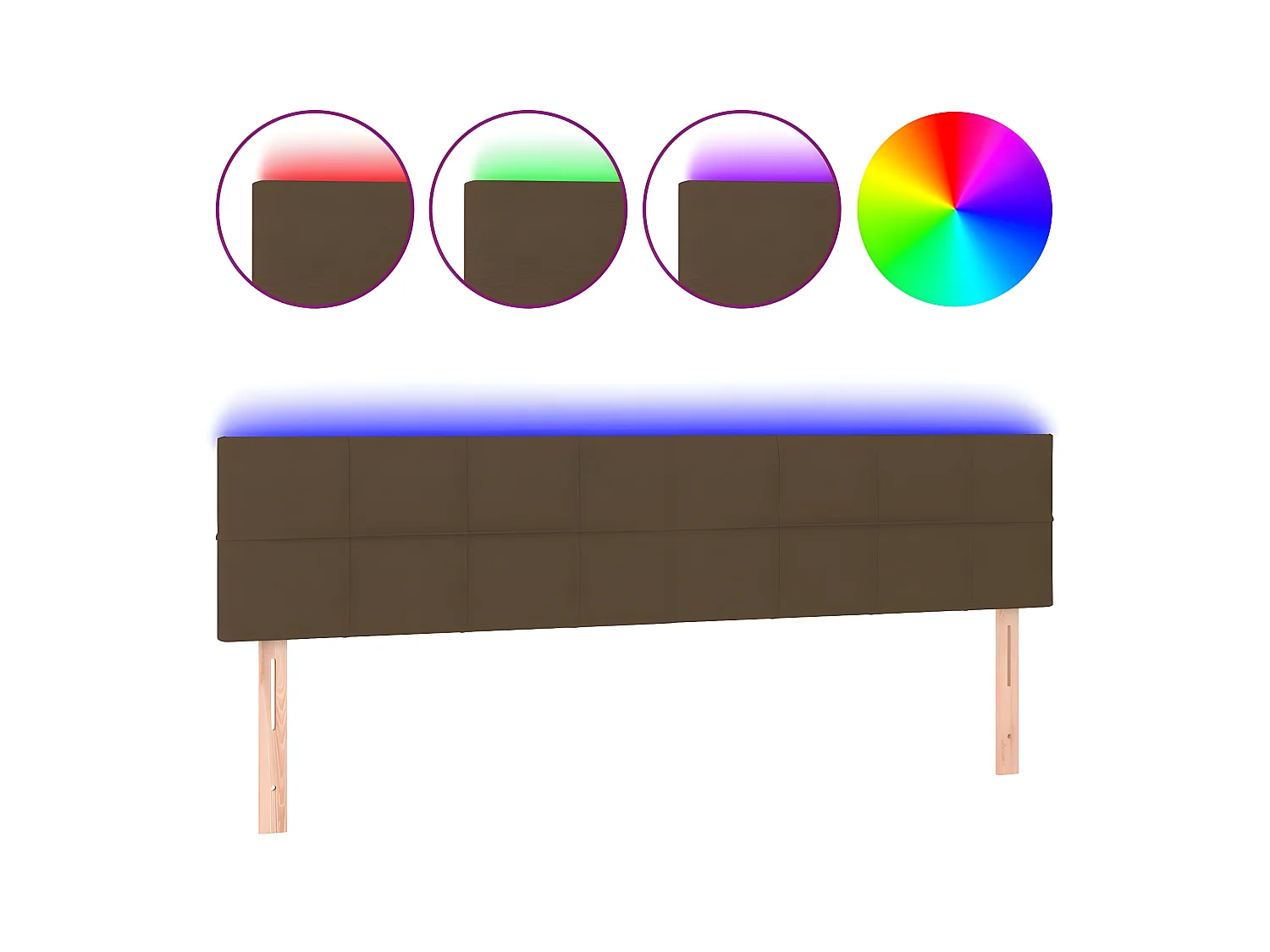 Tête de lit à LED Marron foncé 200x5x78,88 cm Tissu PEWV96913 BonneVie Meuble