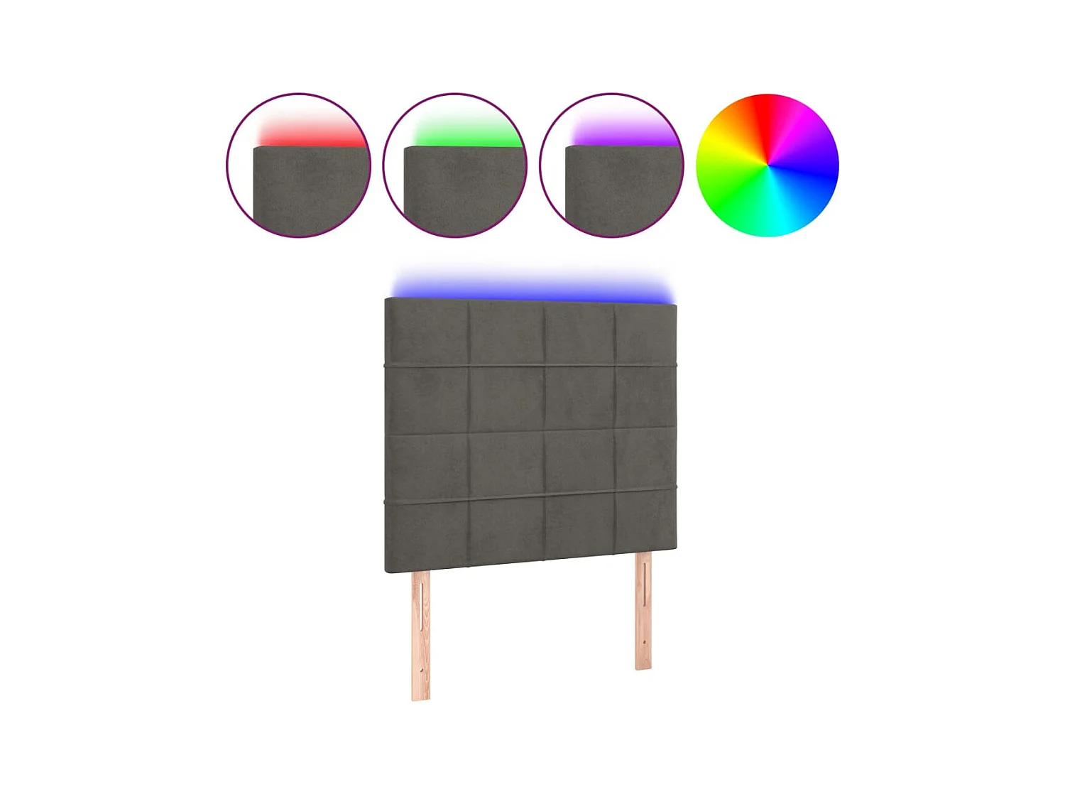 Tête de lit à LED Gris foncé 100x5x118/128 cm Velours POI37154 BonneVie Meuble