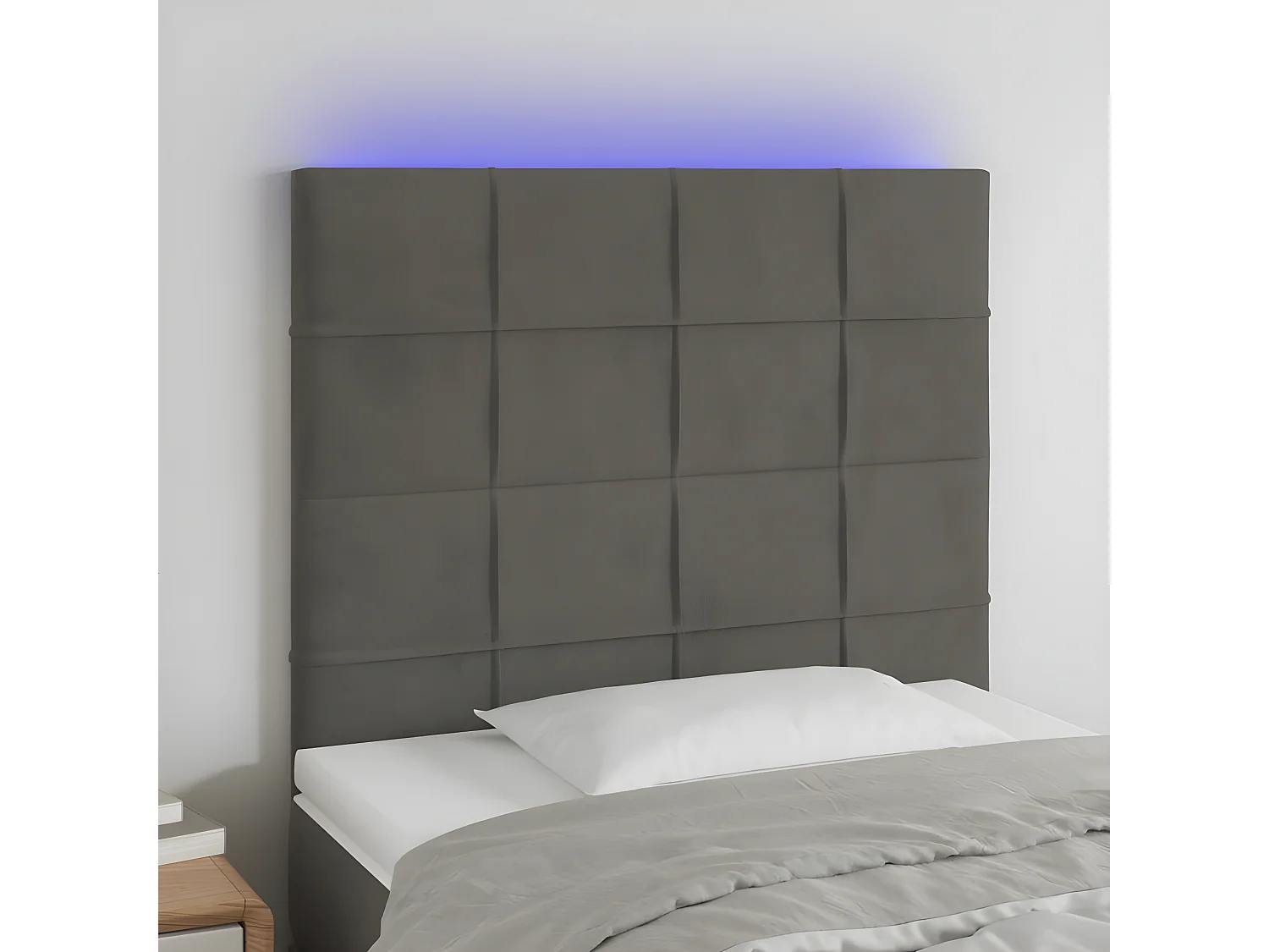 Tête de lit à LED Gris foncé 100x5x118/128 cm Velours POI37154 BonneVie Meuble