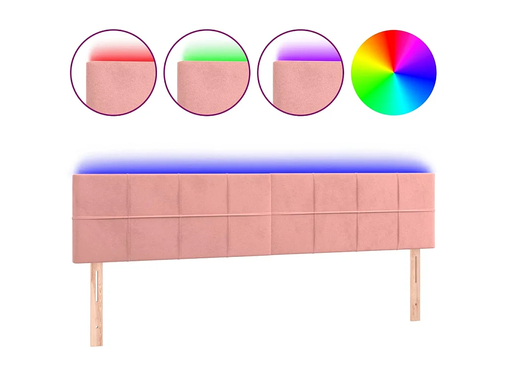 Cabeceira de cama c/ luzes LED veludo 180x5x78/88 cm rosa PT517097