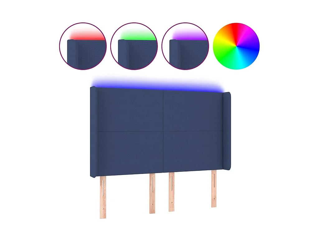 Testiera | Testata del letto a LED Blu 147x16x118/128 cm in Tessuto