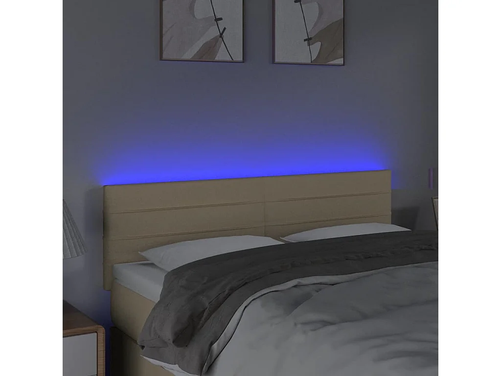 Tête de lit à LED Crème 144x5x78/88 cm Tissu POI87206 BonneVie Meuble