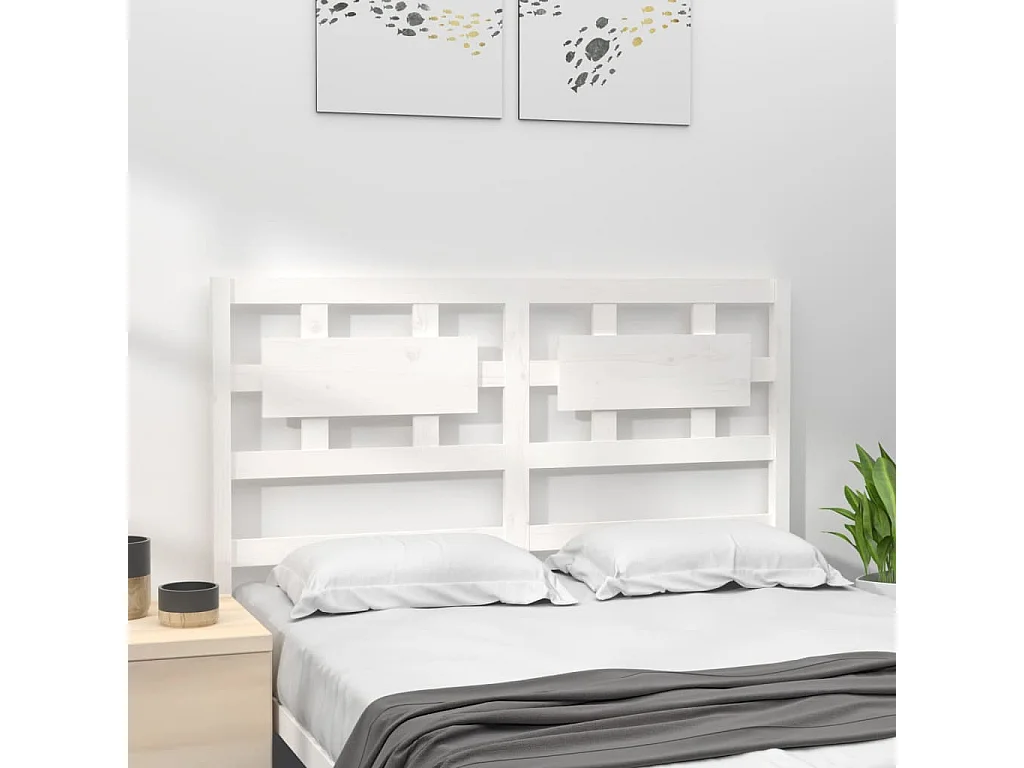 Cabeceira de cama 205,5x4x100 cm madeira de pinho maciça branco PT565645