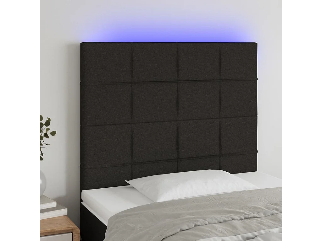 Tête de lit à LED Noir 100x5x118/128 cm Tissu POI11023 BonneVie Meuble